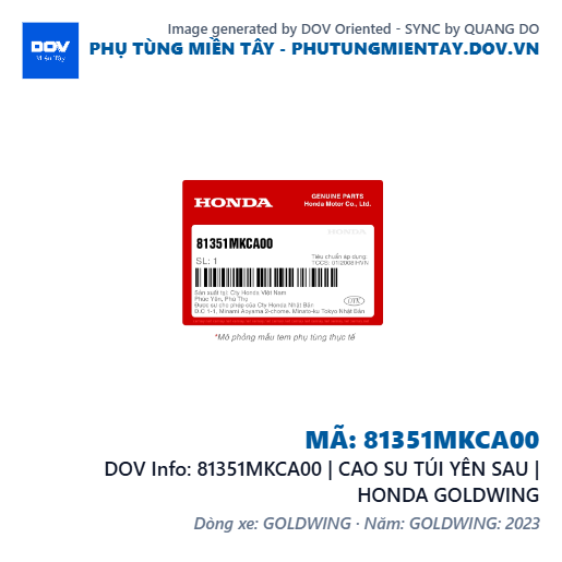 81351MKCA00 | CAO SU TÚI YÊN SAU | HONDA GOLDWING — 81351MKCA00