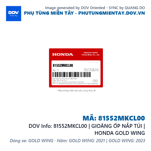 81552MKCL00 | GIOĂNG ỐP NẮP TÚI | HONDA GOLD WING — 81552MKCL00