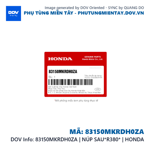 83150MKRDH0ZA | NÚP SAU*R380* | HONDA — 83150MKRDH0ZA