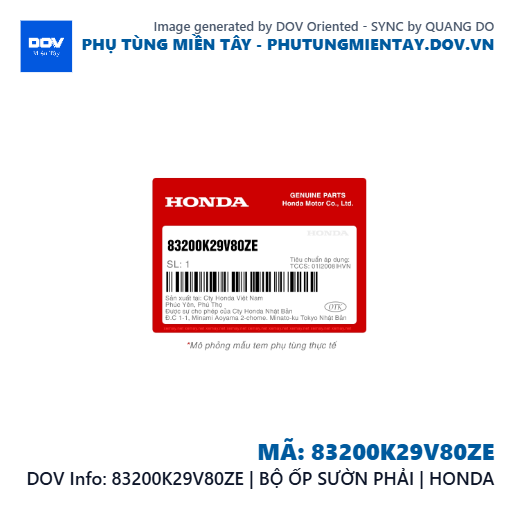 83200K29V80ZE | BỘ ỐP SƯỜN PHẢI | HONDA  — 83200K29V80ZE