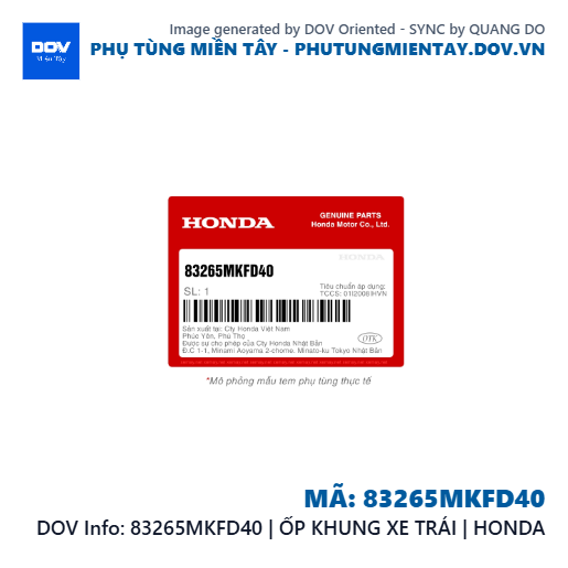 83265MKFD40 | ỐP KHUNG XE TRÁI | HONDA  — 83265MKFD40