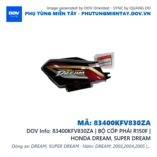 83400KFV830ZA | BỘ CỐP PHẢI R150F | HONDA DREAM, SUPER DREAM — 83400KFV830ZA