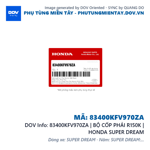 83400KFV970ZA | BỘ CỐP PHẢI R150K | HONDA SUPER DREAM — 83400KFV970ZA