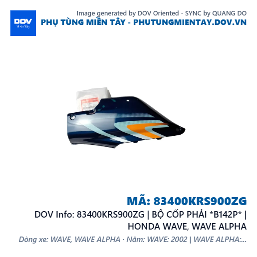 83400KRS900ZG | BỘ CỐP PHẢI *B142P* | HONDA WAVE, WAVE ALPHA — 83400KRS900ZG