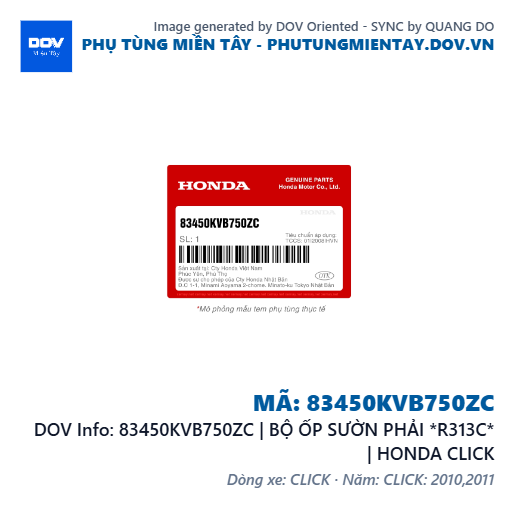 83450KVB750ZC | BỘ ỐP SƯỜN PHẢI *R313C* | HONDA CLICK — 83450KVB750ZC