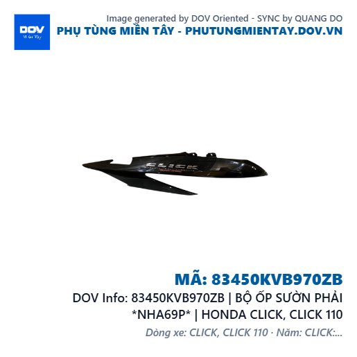 83450KVB970ZB | BỘ ỐP SƯỜN PHẢI *NHA69P* | HONDA CLICK, CLICK 110 — 83450KVB970ZB