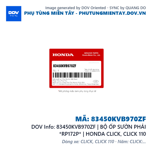 83450KVB970ZF | BỘ ỐP SƯỜN PHẢI *RP172P* | HONDA CLICK, CLICK 110 — 83450KVB970ZF