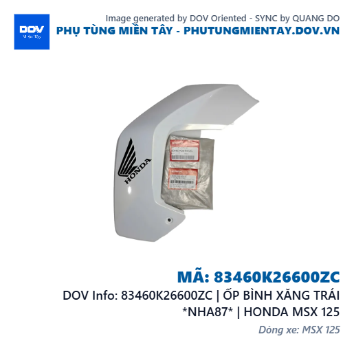83460K26600ZC | ỐP BÌNH XĂNG TRÁI *NHA87* | HONDA MSX 125 — 83460K26600ZC