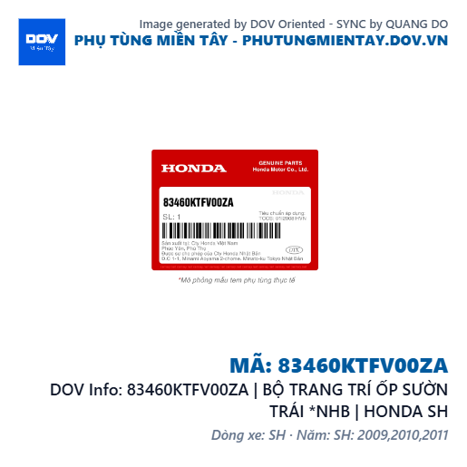 83460KTFV00ZA | BỘ TRANG TRÍ ỐP SƯỜN TRÁI *NHB | HONDA SH — 83460KTFV00ZA