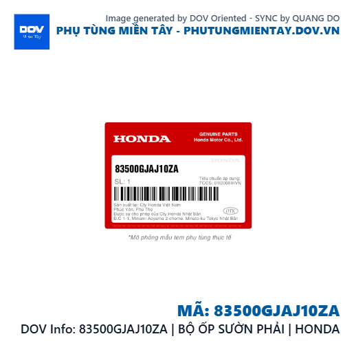 83500GJAJ10ZA | BỘ ỐP SƯỜN PHẢI | HONDA  — 83500GJAJ10ZA