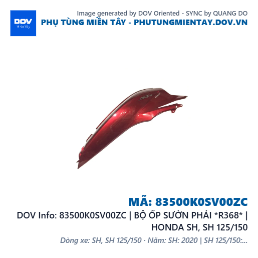 83500K0SV00ZC | BỘ ỐP SƯỜN PHẢI *R368* | HONDA SH, SH 125/150 — 83500K0SV00ZC