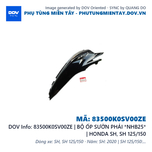 83500K0SV00ZE | BỘ ỐP SƯỜN PHẢI *NHB25* | HONDA SH, SH 125/150 — 83500K0SV00ZE