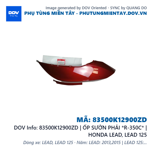 83500K12900ZD | ỐP SƯỜN PHẢI *R-350C* | HONDA LEAD, LEAD 125 — 83500K12900ZD