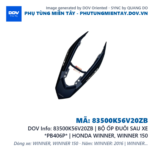 83500K56V20ZB | BỘ ỐP ĐUÔI SAU XE *PB406P* | HONDA WINNER, WINNER 150 — 83500K56V20ZB