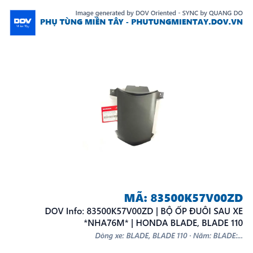 83500K57V00ZD | BỘ ỐP ĐUÔI SAU XE *NHA76M* | HONDA BLADE, BLADE 110 — 83500K57V00ZD