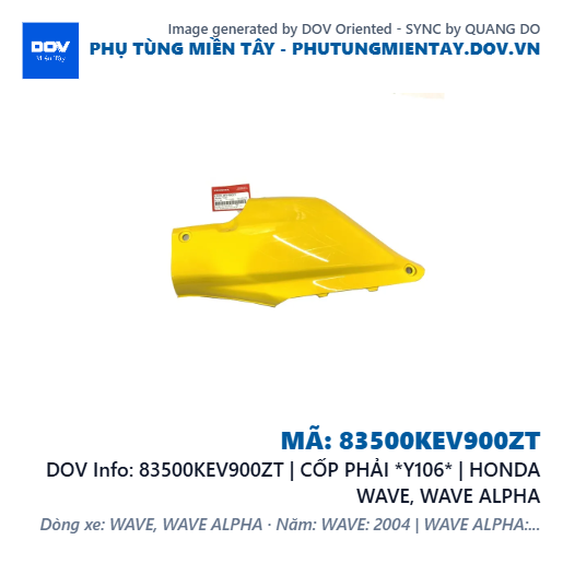 83500KEV900ZT | CỐP PHẢI *Y106* | HONDA WAVE, WAVE ALPHA — 83500KEV900ZT