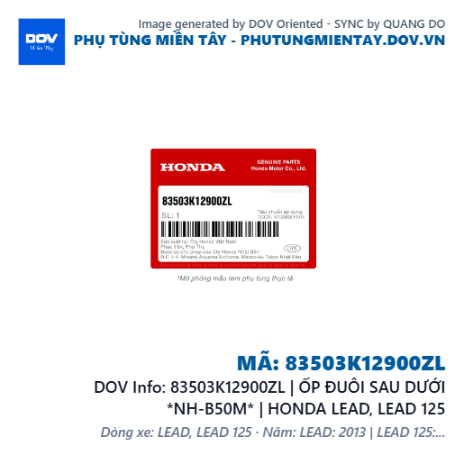 83503K12900ZL | ỐP ĐUÔI SAU DƯỚI *NH-B50M* | HONDA LEAD, LEAD 125 — 83503K12900ZL