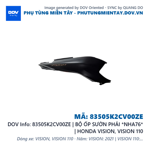 83505K2CV00ZE | BỘ ỐP SƯỜN PHẢI *NHA76* | HONDA VISION, VISION 110 — 83505K2CV00ZE