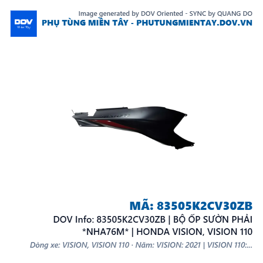 83505K2CV30ZB | BỘ ỐP SƯỜN PHẢI *NHA76M* | HONDA VISION, VISION 110 — 83505K2CV30ZB