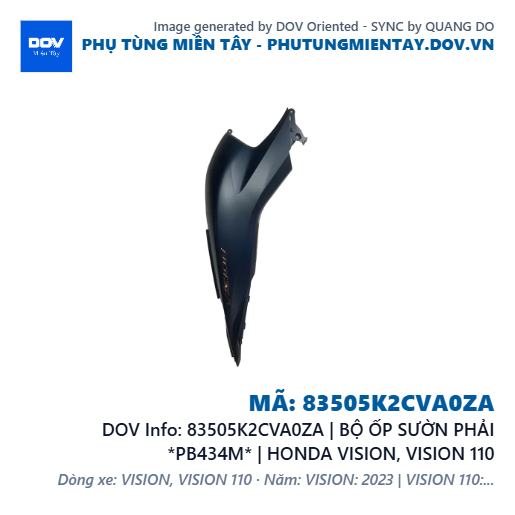 83505K2CVA0ZA | BỘ ỐP SƯỜN PHẢI *PB434M* | HONDA VISION, VISION 110 — 83505K2CVA0ZA