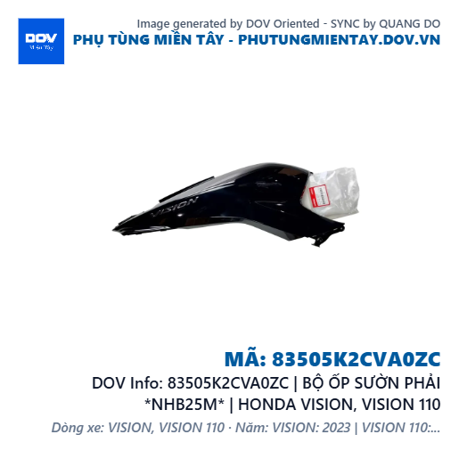 83505K2CVA0ZC | BỘ ỐP SƯỜN PHẢI *NHB25M* | HONDA VISION, VISION 110 — 83505K2CVA0ZC