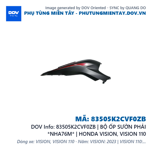 83505K2CVF0ZB | BỘ ỐP SƯỜN PHẢI *NHA76M* | HONDA VISION, VISION 110 — 83505K2CVF0ZB