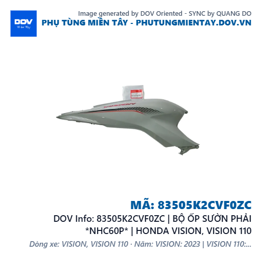 83505K2CVF0ZC | BỘ ỐP SƯỜN PHẢI *NHC60P* | HONDA VISION, VISION 110 — 83505K2CVF0ZC