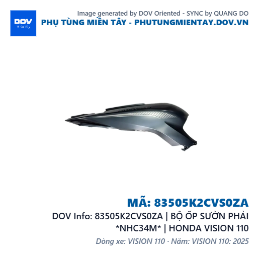 83505K2CVS0ZA | BỘ ỐP SƯỜN PHẢI *NHC34M* | HONDA VISION 110 — 83505K2CVS0ZA