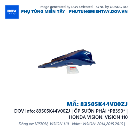 83505K44V00ZJ | ỐP SƯỜN PHẢI *PB390* | HONDA VISION, VISION 110 — 83505K44V00ZJ