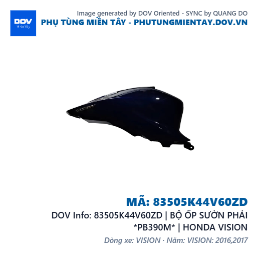 83505K44V60ZD | BỘ ỐP SƯỜN PHẢI *PB390M* | HONDA VISION — 83505K44V60ZD