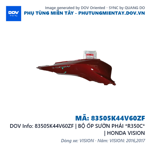 83505K44V60ZF | BỘ ỐP SƯỜN PHẢI *R350C* | HONDA VISION — 83505K44V60ZF