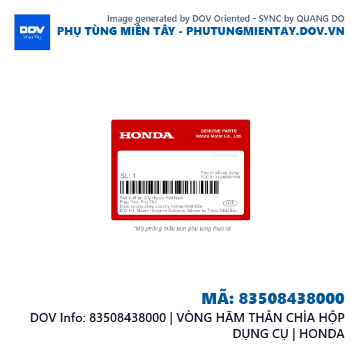 83508438000 | VÒNG HÃM THÂN CHÌA HỘP DỤNG CỤ | HONDA — 83508438000
