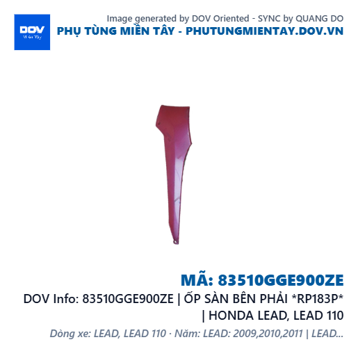 83510GGE900ZE | ỐP SÀN BÊN PHẢI *RP183P* | HONDA LEAD, LEAD 110 — 83510GGE900ZE