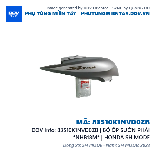 83510K1NVD0ZB | BỘ ỐP SƯỜN PHẢI *NHB18M* | HONDA SH MODE — 83510K1NVD0ZB