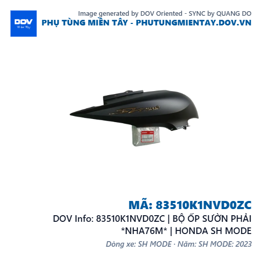 83510K1NVD0ZC | BỘ ỐP SƯỜN PHẢI *NHA76M* | HONDA SH MODE — 83510K1NVD0ZC
