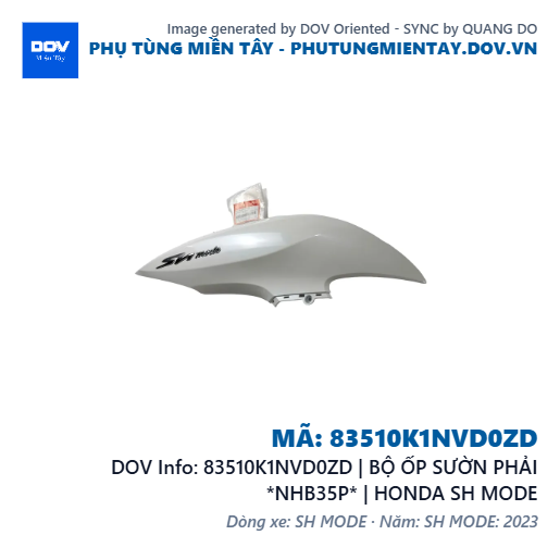 83510K1NVD0ZD | BỘ ỐP SƯỜN PHẢI *NHB35P* | HONDA SH MODE — 83510K1NVD0ZD