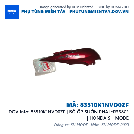 83510K1NVD0ZF | BỘ ỐP SƯỜN PHẢI *R368C* | HONDA SH MODE — 83510K1NVD0ZF