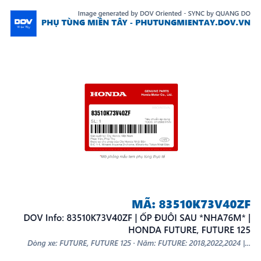 83510K73V40ZF | ỐP ĐUÔI SAU *NHA76M* | HONDA FUTURE, FUTURE 125 — 83510K73V40ZF