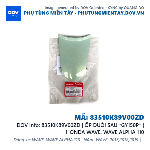 83510K89V00ZD | ỐP ĐUÔI SAU *GY150P* | HONDA WAVE, WAVE ALPHA 110 — 83510K89V00ZD