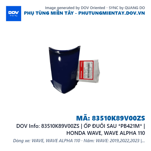 83510K89V00ZS | ỐP ĐUÔI SAU *PB421M* | HONDA WAVE, WAVE ALPHA 110 — 83510K89V00ZS