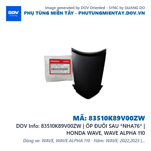 83510K89V00ZW | ỐP ĐUÔI SAU *NHA76* | HONDA WAVE, WAVE ALPHA 110 — 83510K89V00ZW