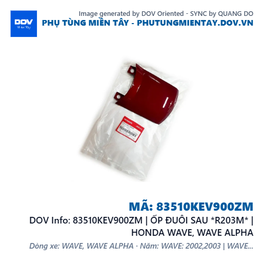 83510KEV900ZM | ỐP ĐUÔI SAU *R203M* | HONDA WAVE, WAVE ALPHA — 83510KEV900ZM