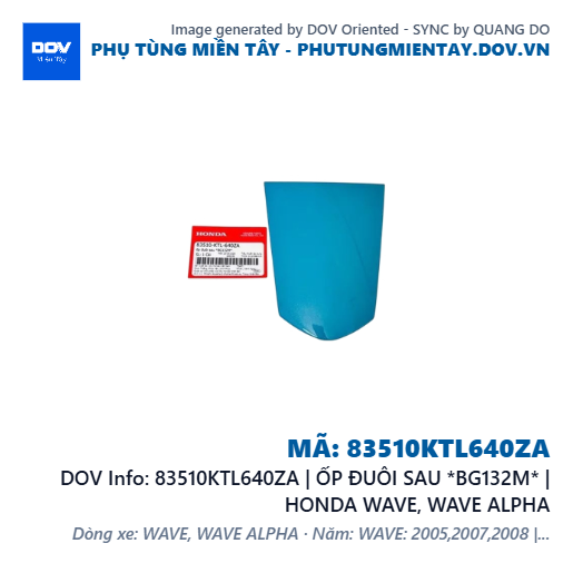 83510KTL640ZA | ỐP ĐUÔI SAU *BG132M* | HONDA WAVE, WAVE ALPHA — 83510KTL640ZA