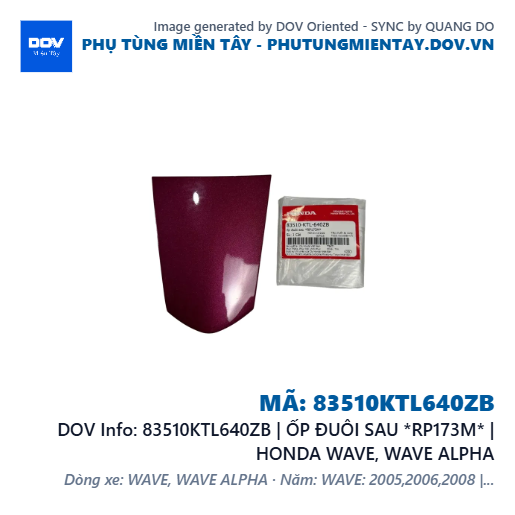83510KTL640ZB | ỐP ĐUÔI SAU *RP173M* | HONDA WAVE, WAVE ALPHA — 83510KTL640ZB