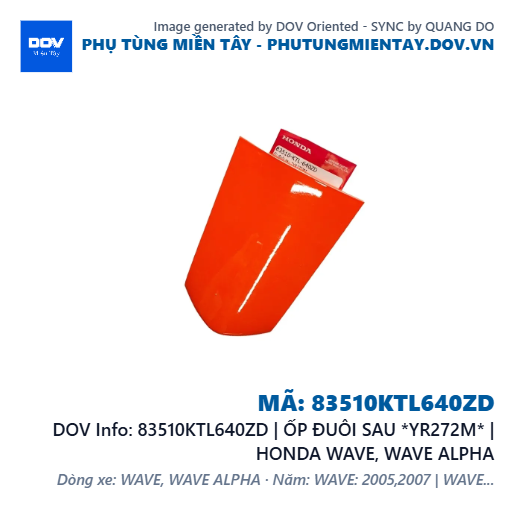 83510KTL640ZD | ỐP ĐUÔI SAU *YR272M* | HONDA WAVE, WAVE ALPHA — 83510KTL640ZD