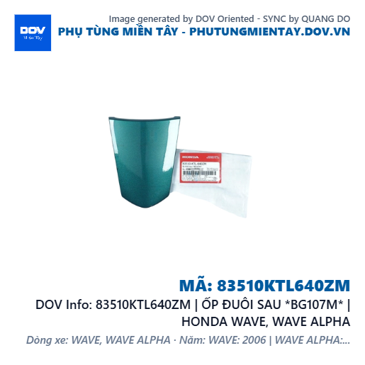 83510KTL640ZM | ỐP ĐUÔI SAU *BG107M* | HONDA WAVE, WAVE ALPHA — 83510KTL640ZM