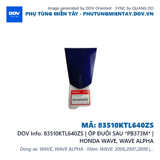 83510KTL640ZS | ỐP ĐUÔI SAU *PB373M* | HONDA WAVE, WAVE ALPHA — 83510KTL640ZS