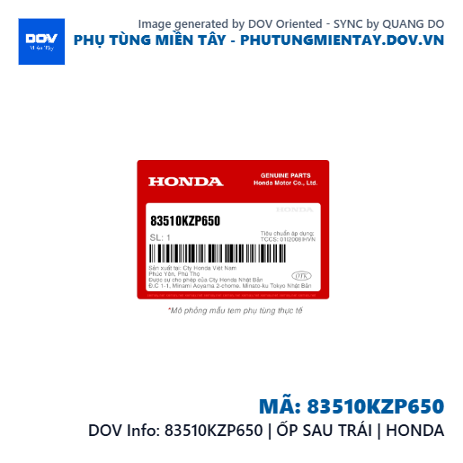 83510KZP650 | ỐP SAU TRÁI | HONDA  — 83510KZP650