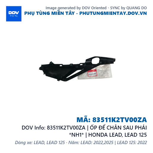 83511K2TV00ZA | ỐP ĐỂ CHÂN SAU PHẢI *NH1* | HONDA LEAD, LEAD 125 — 83511K2TV00ZA
