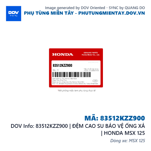 83512KZZ900 | ĐỆM CAO SU BẢO VỆ ỐNG XẢ | HONDA MSX 125 — 83512KZZ900